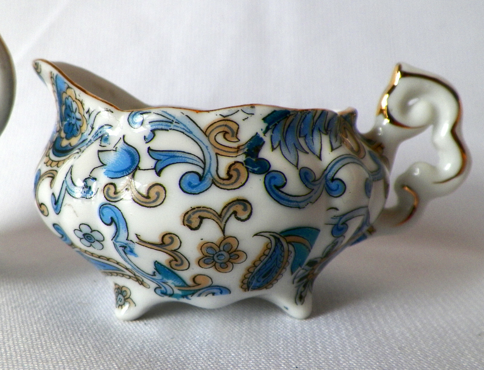 Lefton China BLue Paisley Miniature Creamer & Sugar set