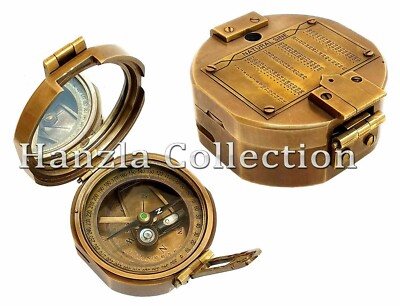 Natural Sine Antique Brass Brunton Handmade Nautical Marine Transit Compass