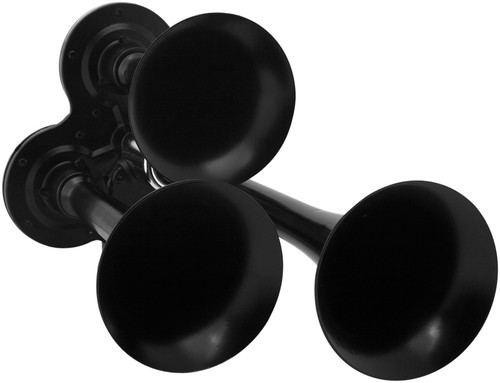 VIXEN HORNS TRAIN AIR HORN 3 TRUMPETS BLACK FOR TRUCK/CAR/SUV LOUD SOUND 12V/24V