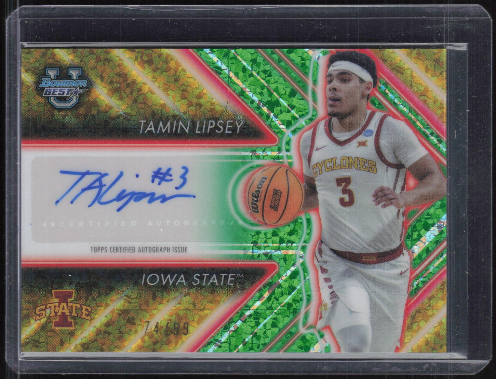 2024 Bowman Chrome U Best Mini Diamond Gold Refractor Tamin Lipsey /99 Auto