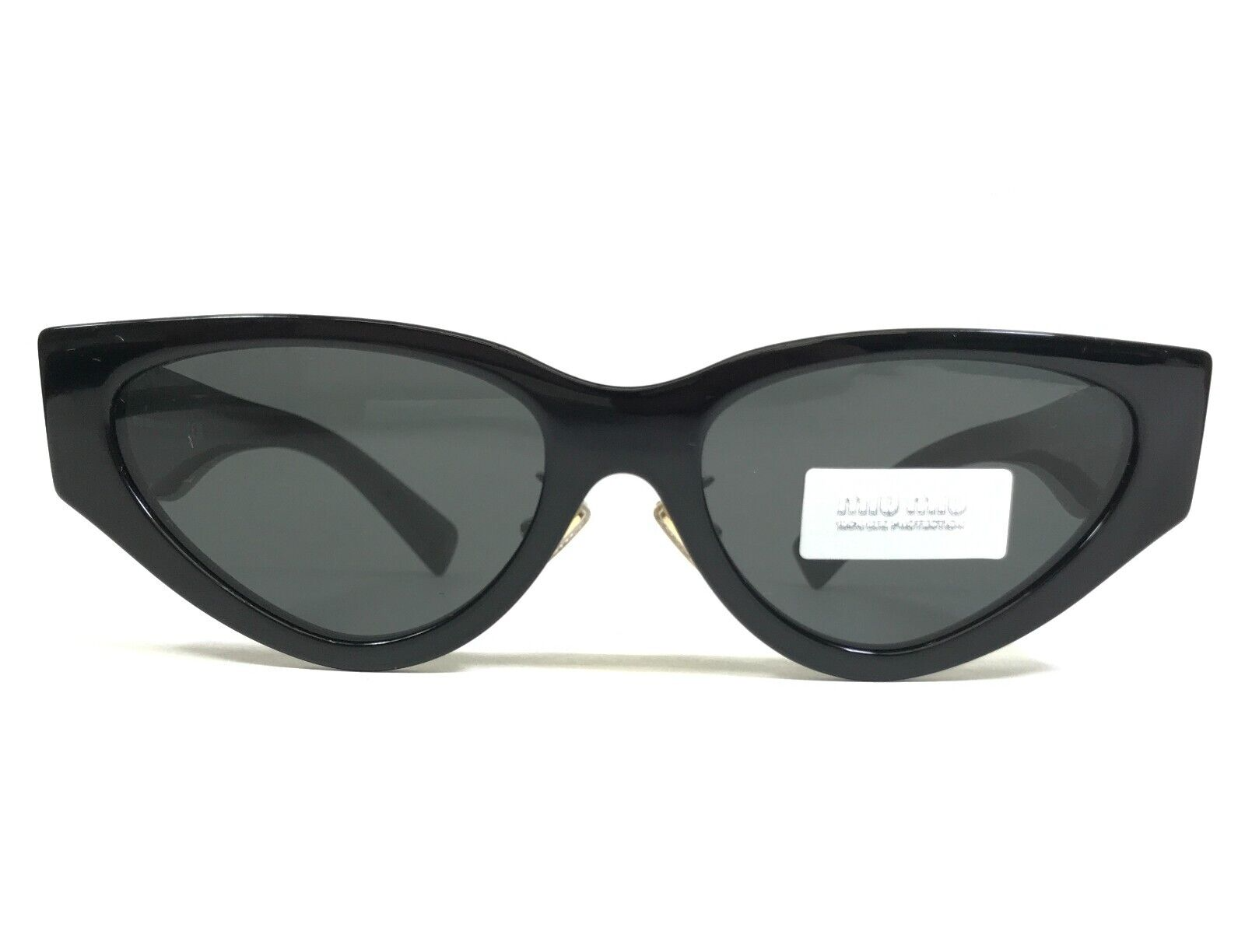 Pre-owned Miu Miu Sunglasses Smu03z 1ab-5s0 Polished Black Gold Cat Eye Frames 54-17-140 In Gray