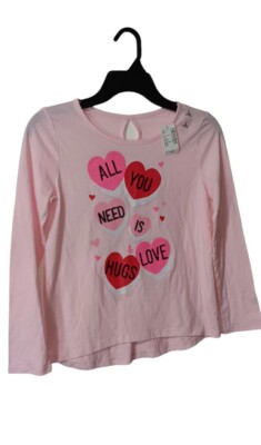 The Childrens Place Girls Candy Heart  Pink shirt With Long Sleeve New With Tag