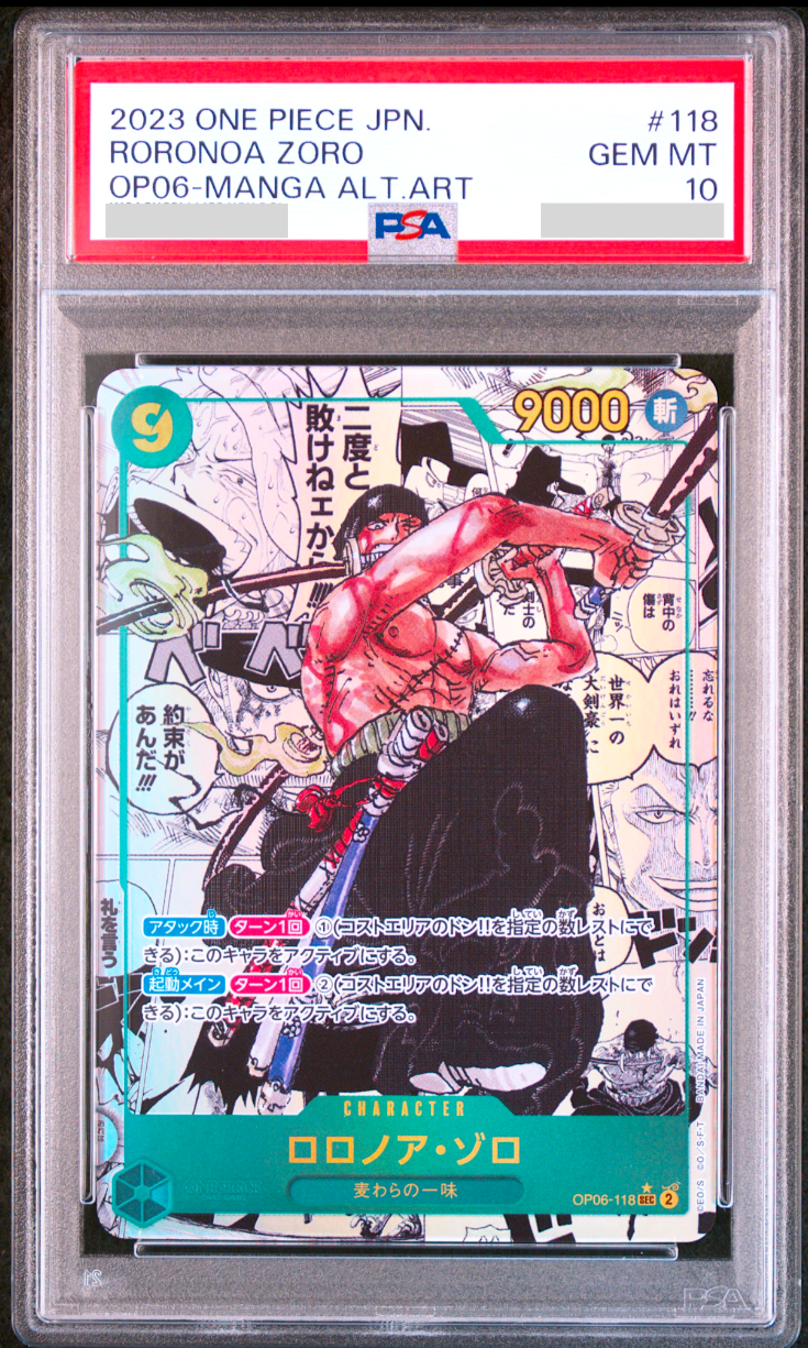 PSA 10 Roronoa Zoro OP06-118 Manga ALT ART One Piece Card
