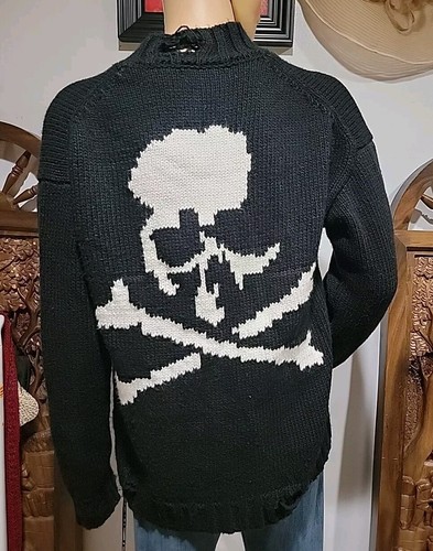 Mastermind World Sweater Mens L Black Skeleton Jumper Knit