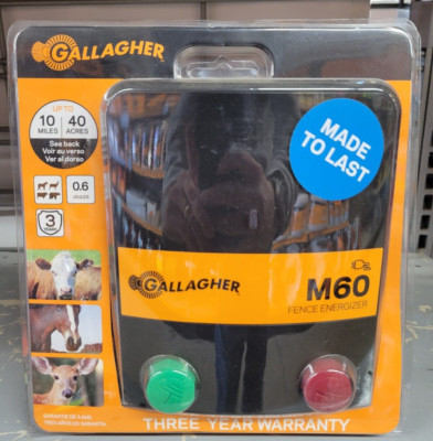 Gallagher M60 Fence Energizer 10 Miles 40 Acres Lightning Protected G383414