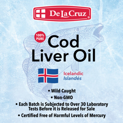 De La Cruz Pure Icelandic Cod Liver Oil Liquid, Wild-Caught 4 FL. OZ.  Exp 05/25
