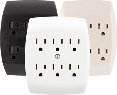 Grounded Sockets Electrical Outlet Multiple 6 Plug Extender Wall Adapter Switch