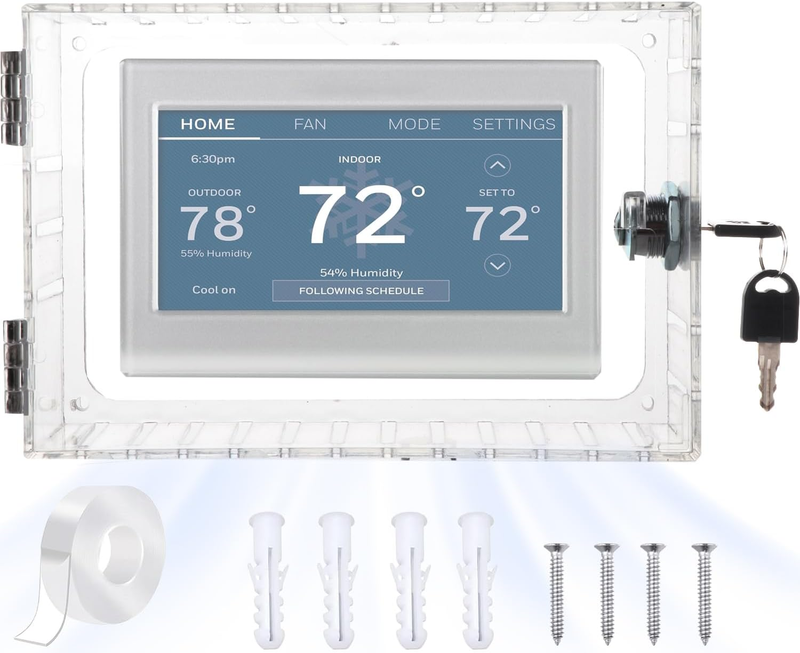 Thermostat Lock Box Clear Wall Cover with Key Fits Most Thermo...