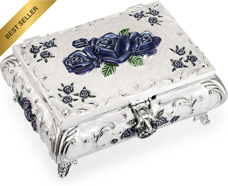 Metal Decorative Jewelry Box Vintage Treasure Chest Case Ornate Trinket Organize