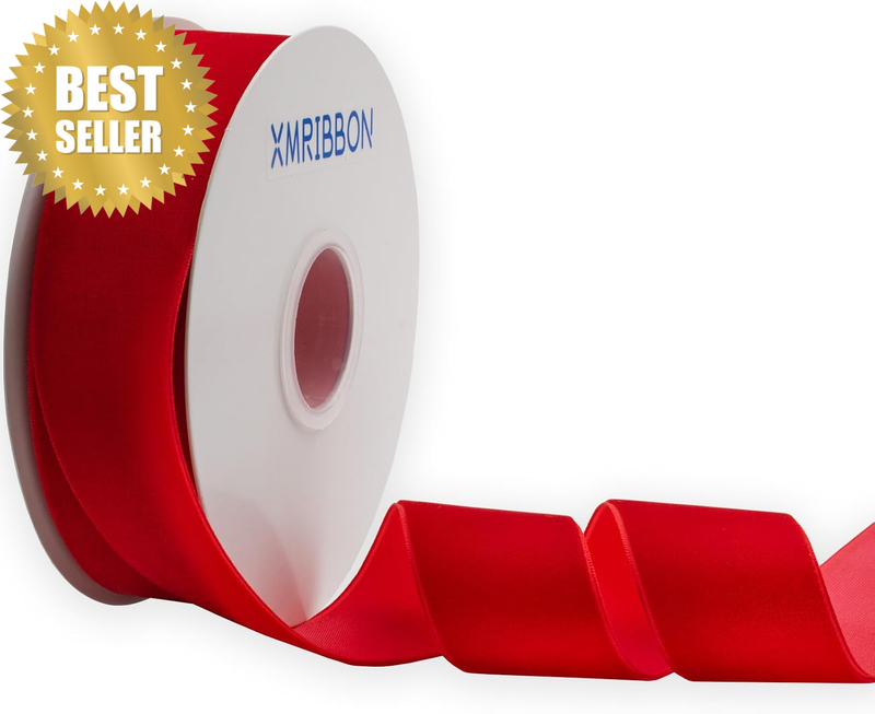 Vintage Red Velvet Ribbon Single Sided, 1 1/2 Inch by 10 Yards Spool