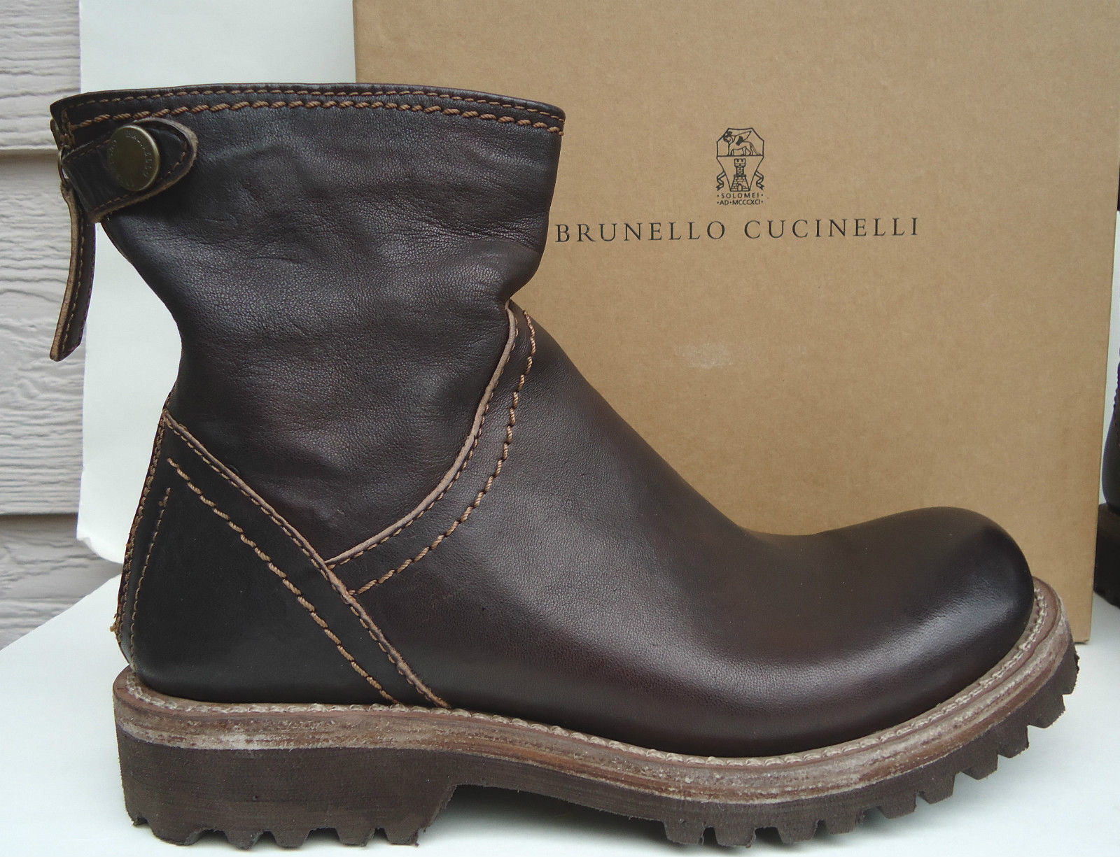 NEW $1225 Brunello Cucinelli Ankle Boot 36 6 Dark Brown