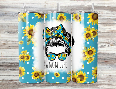 Sunflower Mom Life, 20oz Skinny Tumbler Stainless Steel With Lid 