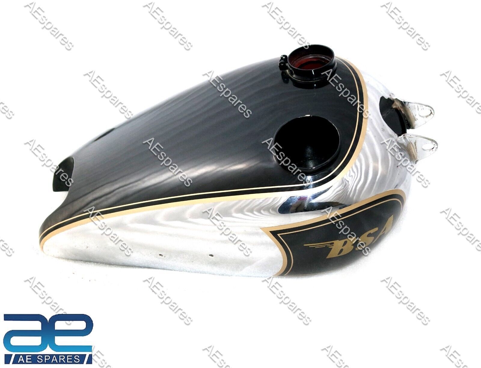 For BSA C10 C11 Black & Chrome Painted Steel Petrol Fuel Gas Tank 