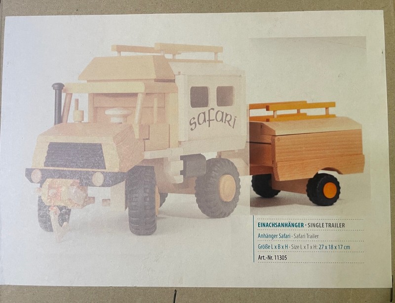 Uniwood 11305 AnhÃ¤Nger Safari Trailer Holzspielzeug Erzgebirge ÃKo 27cm Riesig 