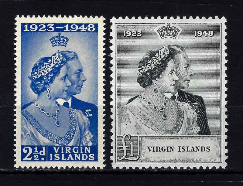 British Virgin Islands Stamp Lot Sc 90-91 / SG 124-125 KGVI 1949 Silver Wedding