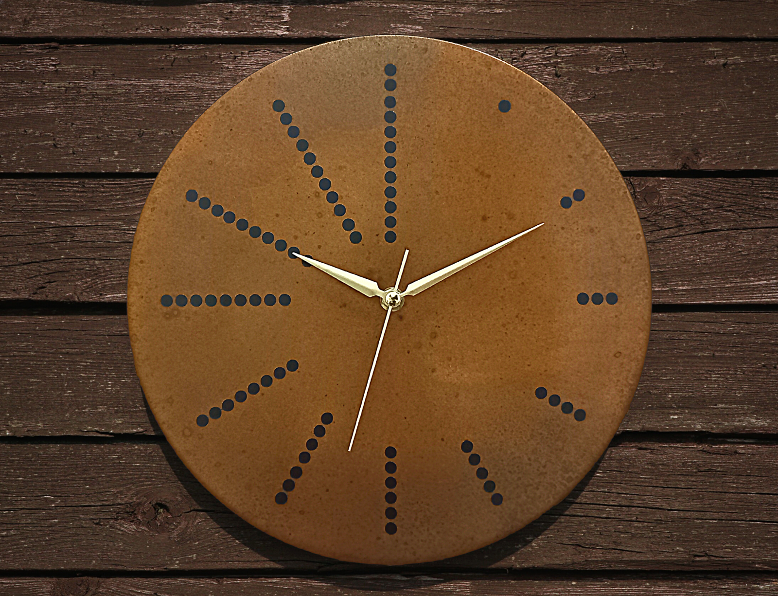 Farmhouse Clock Mid Century Modern Handmade Art Deco Patina Copper Wall Clock