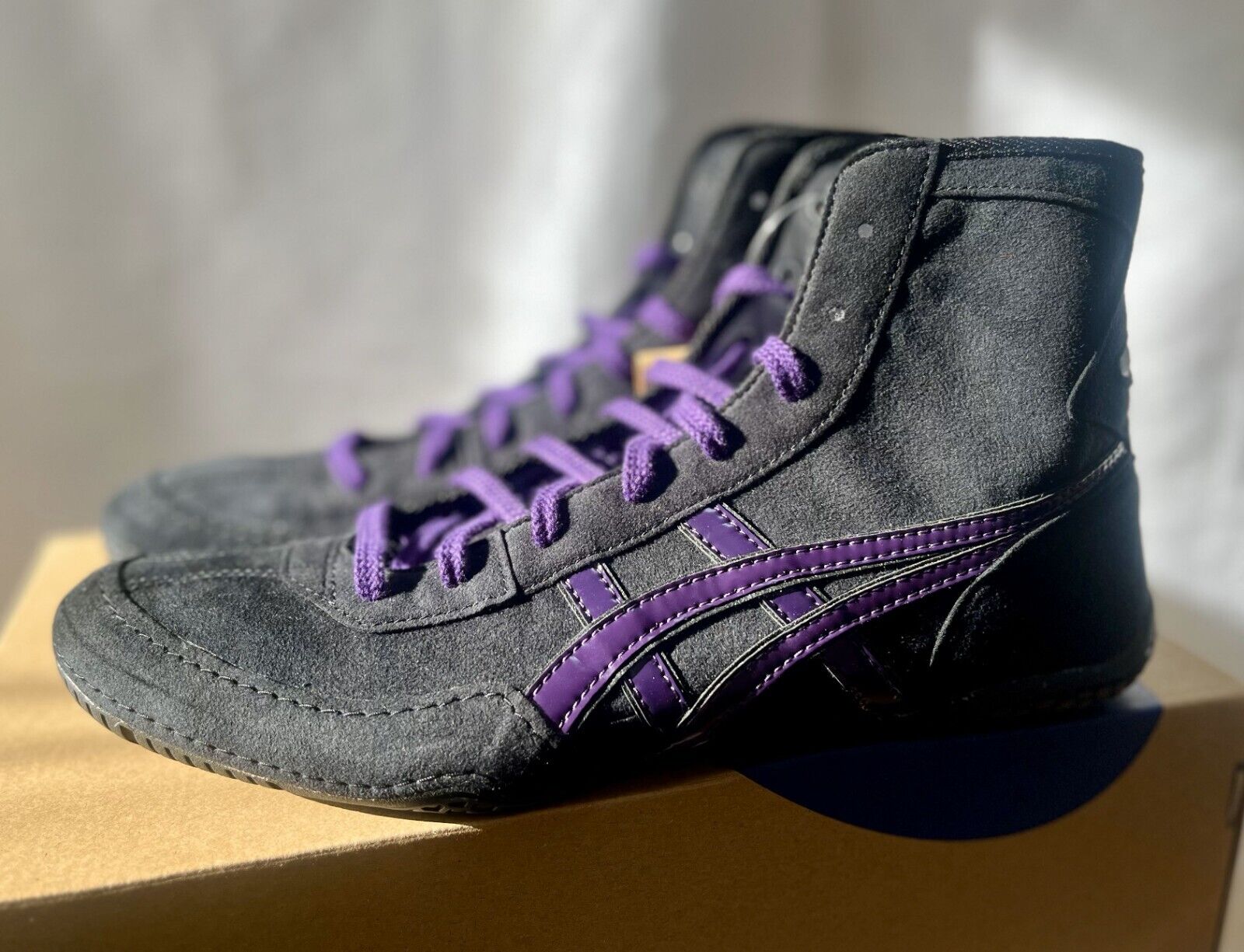 Opt Laces Purple : Asics Wrestling Shoes EX-EO 1083A001 Opt Laces Purple : Asics Wrestling Shoes EX-EO 1083A001