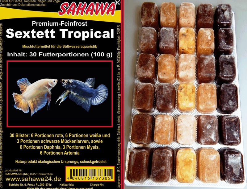 Zierfischfutter Frostfutter Sextett Tropi 5 X 100g Blister Futtermix