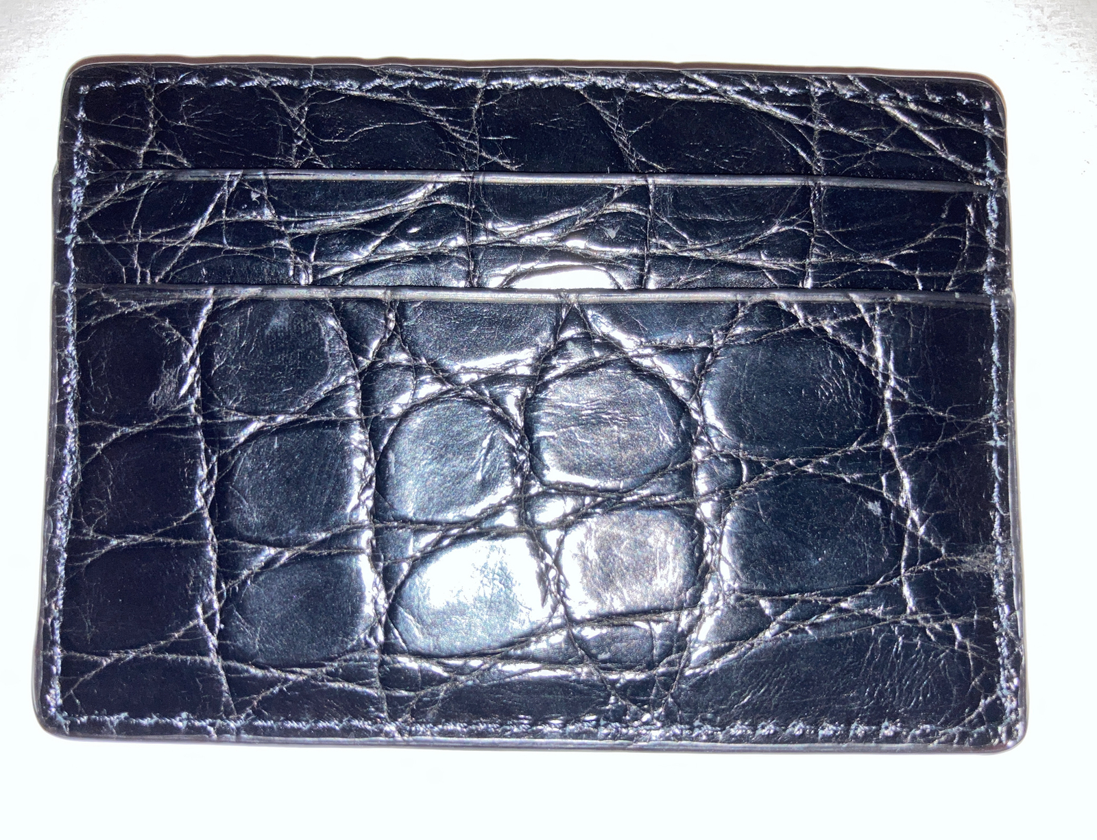 Pre-owned Versace $495 Authentic  Black Leather Black Wallet Credit Card Holder