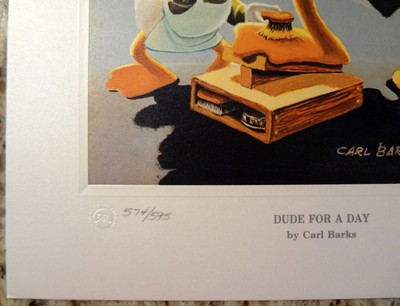 Carl Barks Litho Hand Signed DUDE FOR A DAY 574/595 Donald Duck Art New Disney