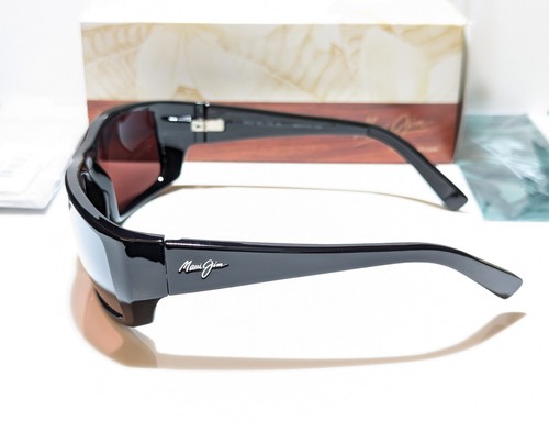 Pre-owned Maui Jim Wassup Black Sport Wrap / Maui Rose Polarized Lens Sunglass R123-02 In Pink