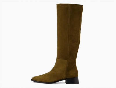 Pre-owned Freda Salvador Women's Rita Suede Tall Boot In Acorn - Size 8.5 In Green