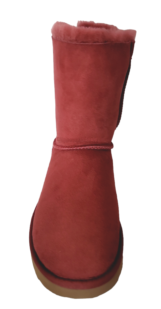 Pre-owned Ugg Womens  Short Bailey Bow Ii Timeless Red Suede Boots Size Us 7, 8