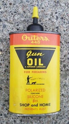 Vintage Outers 445 Gun Oil Handy Oiler Advertising Sign Tin Can 3 Oz Hunting