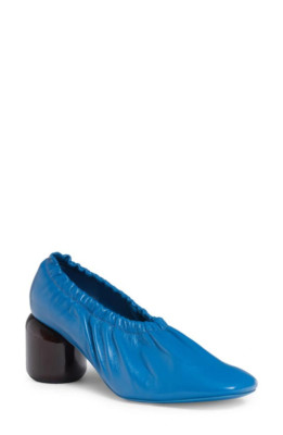 Jil Sanders Scrunch Bulb Pump Turquoise/ Aqua leather 37.5 EU 7.5 US