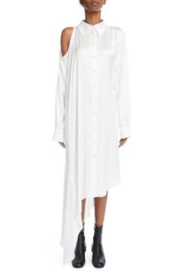 ACNE STUDIOS New Delilah Asymmetric Satin Shirtdress $750, sz 6 US oversized