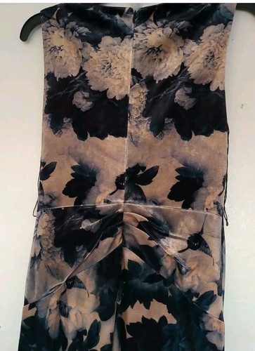 Pre-owned Johnny Was Floral Sherwood Mist Velvet Maxi Cocktail Dress Sz-6&14 $575 In Sherwood/multicolored