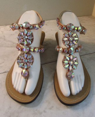 NIB Venus Jeweled Ankle Strap Buckle 2'' Wedge Sandal Shoes Womens Size 7.5