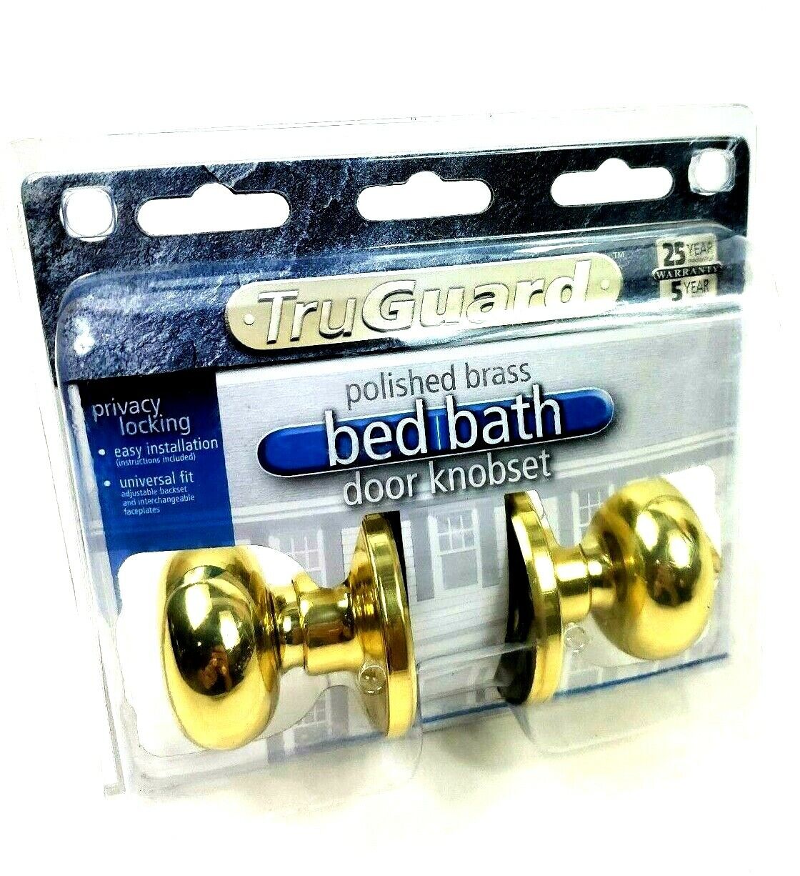 Details About Bed Bath Polished Brass Door Knob Privacy Lock Locking Interior Tru Guard New