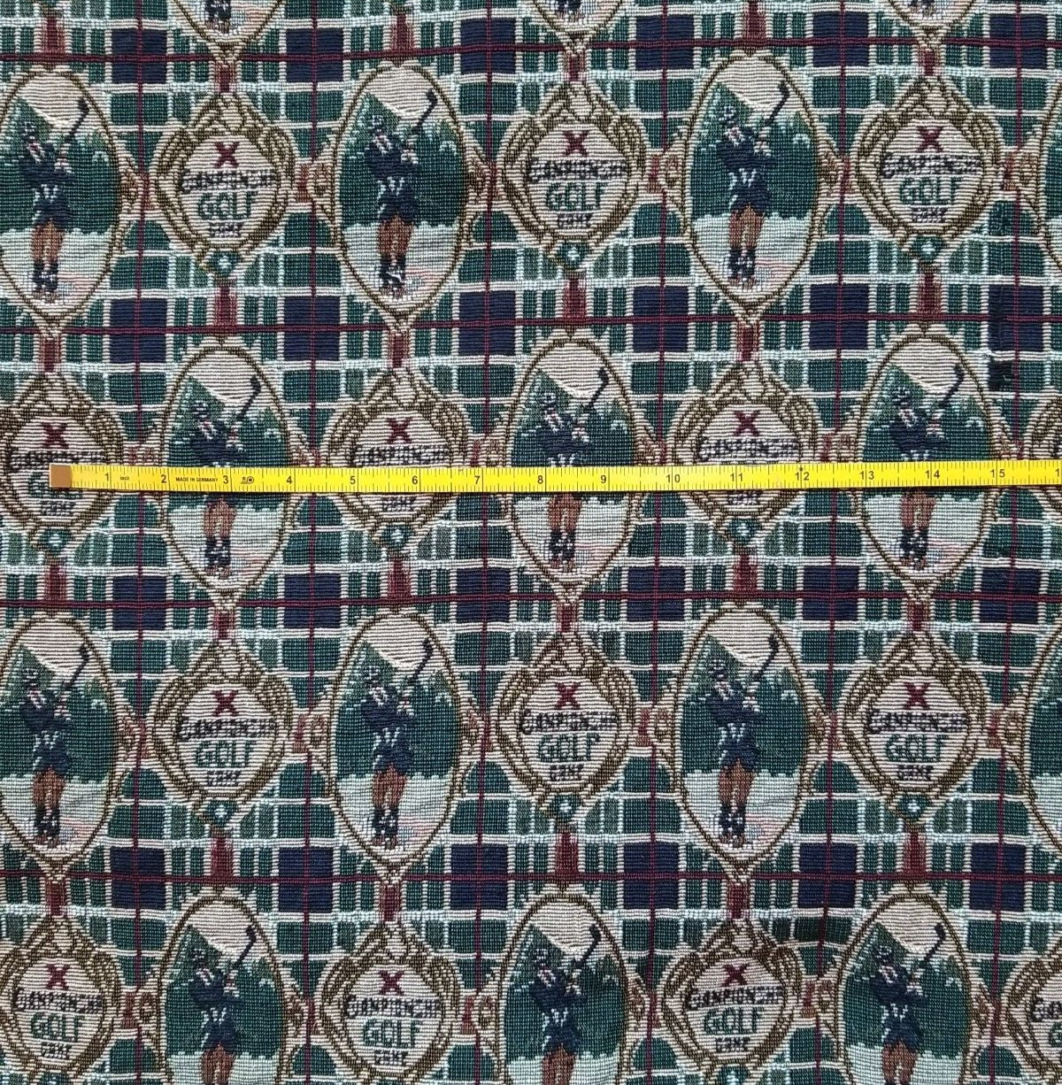 Golf Upholstery Fabric Vintage Country Club Theme Woven Tapestry 1.7 Yards New