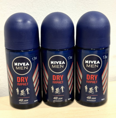 3-Pack NIVEA Men Dry Impact Roll-On Deodorant - 50ml (each) EXP 03/2026