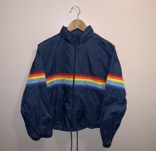 Ocean Pacific OP Vintage Rainbow Hidden Hood Windbreaker SMALL | eBay