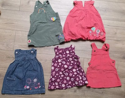     Baby Girls Bundle Of Summer Dresses 6-9 Months X5 Rainbow Floral Mouse 