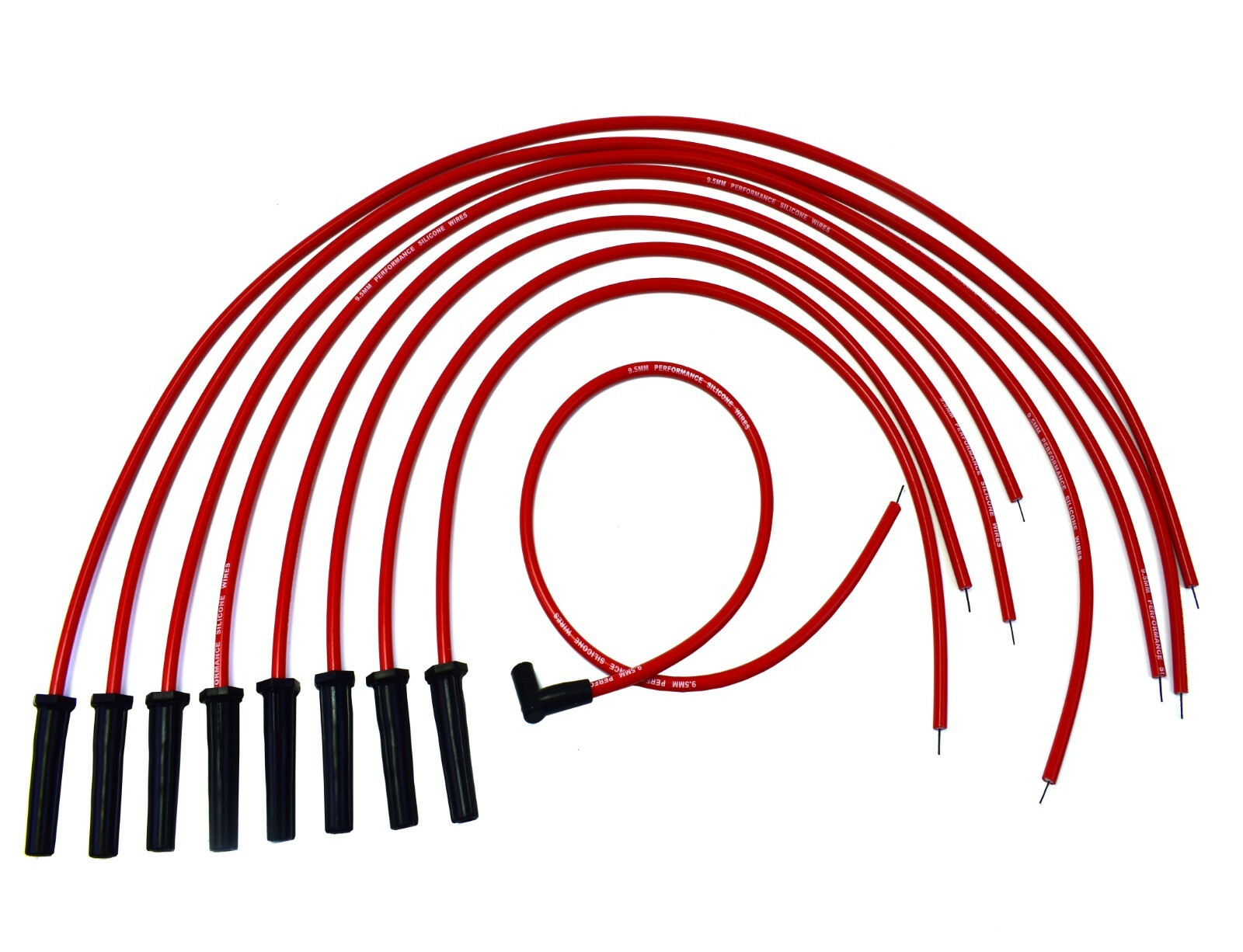 9.5mm Red Silicone High Performance Spark Plug Wire Set Universal Fit