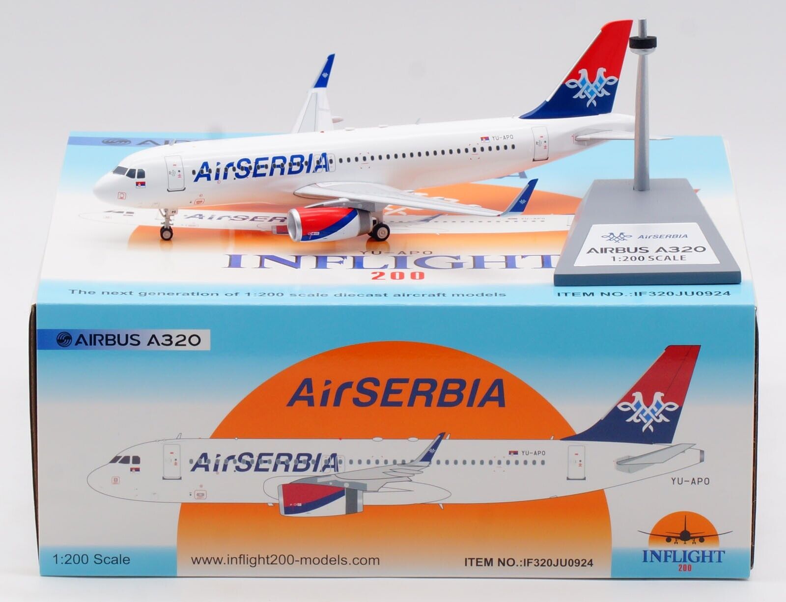 INFLIGHT 1:200 Air Serbia Airbus A320-200 Diecast Aircraft INFLIGHT 1:200 Air Serbia Airbus A320-200 Diecast Aircraft