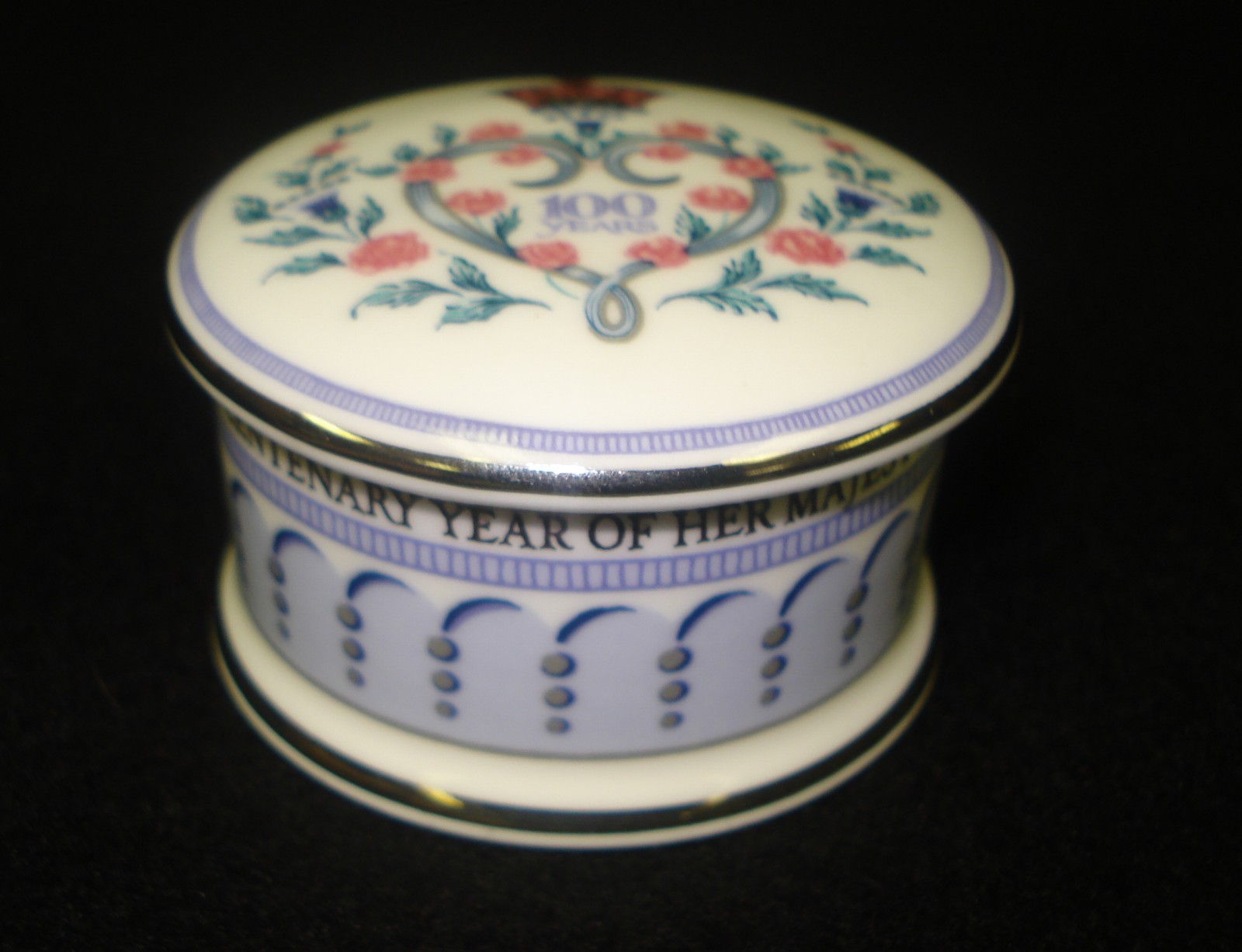 QUEEN MOTHER CENTENNIAL Trinket Box/ Royal Collection Fine Bone China Pill Box