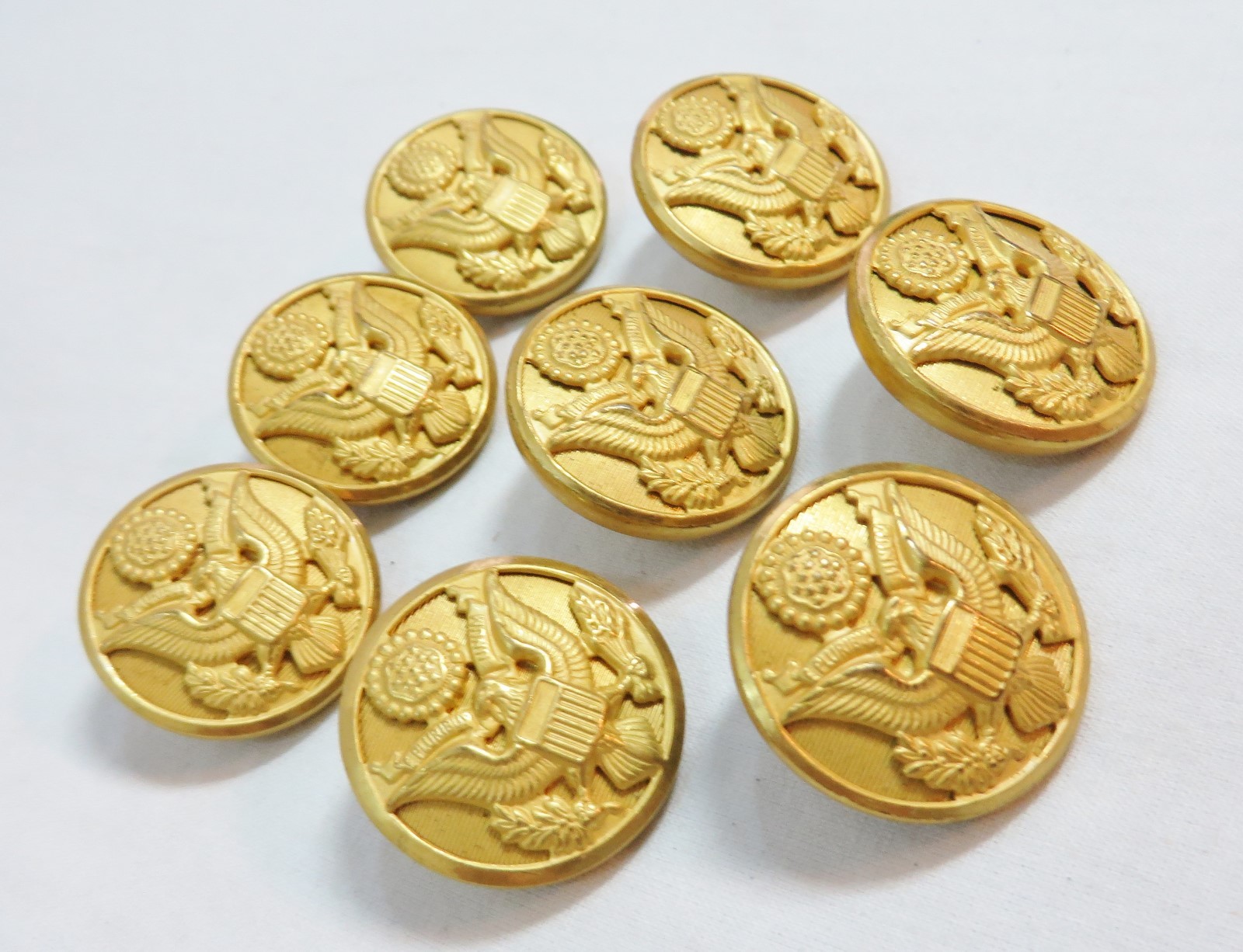 VINTAGE LOT EAGLE BUTTONS GOLD TONE METAL SHANK LOT 8