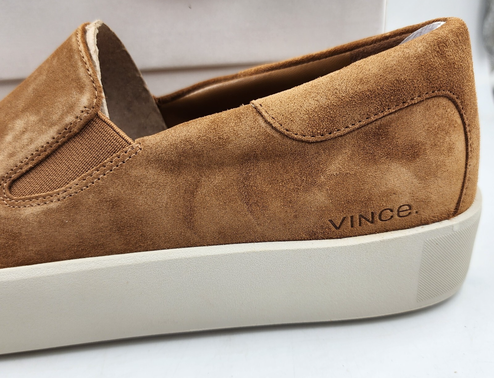 Vince Ginelle Sneakers Women's 10M Tan Elastic Gores Round Toe Slip On Style~ - Picture 4 of 21