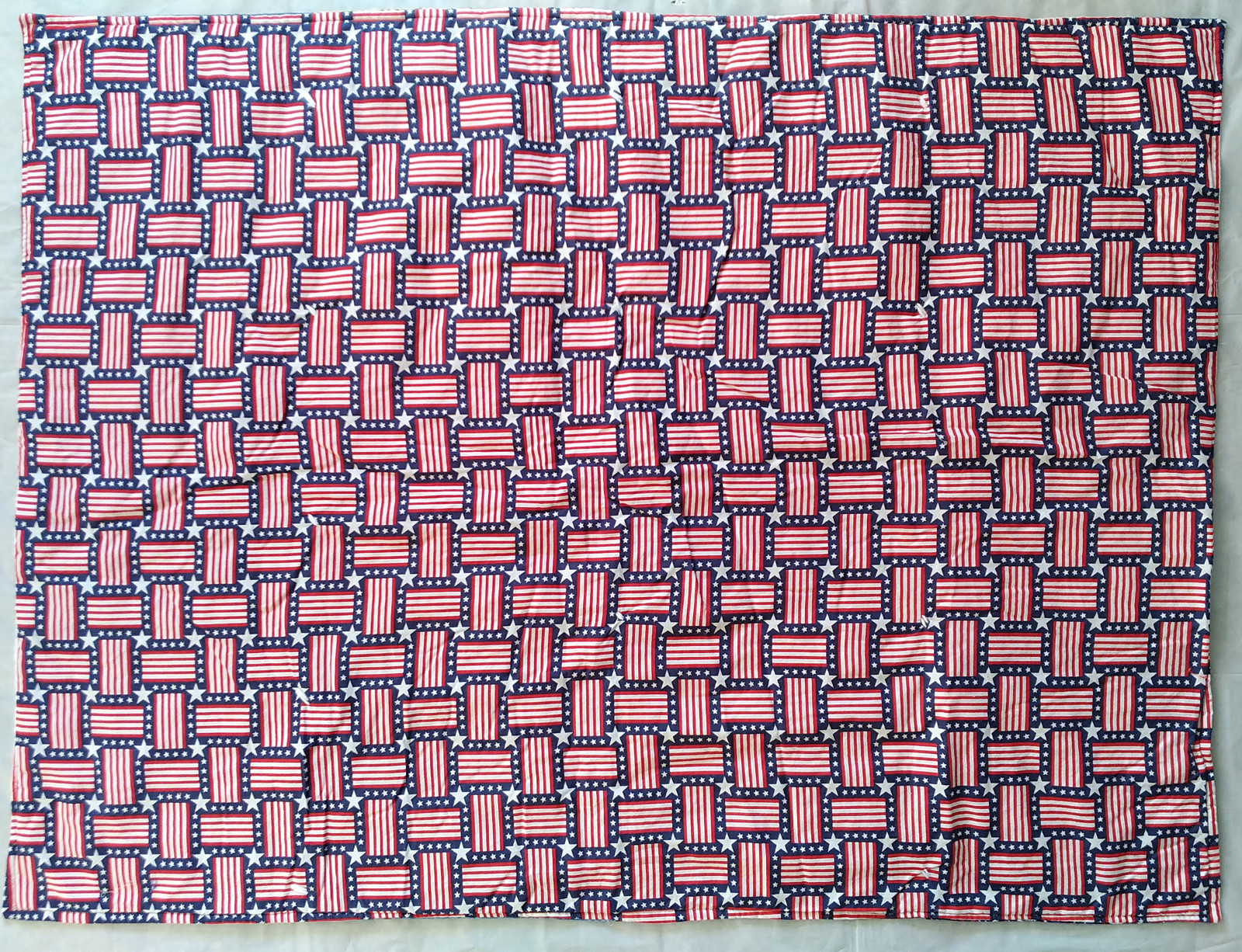 Americana Stars Stripes and Old Glory Baby Quilt Vintage Cranston Fabric Panel