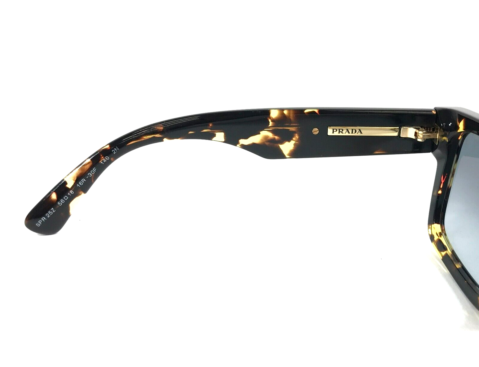 Pre-owned Prada Sunglasses Spr25z 16r-30f Tortoise Square Frames W/ Blue Lenses 56-18-140
