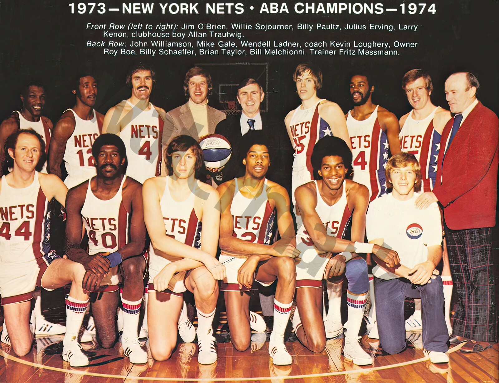 New York Nets 1973-74 ABA Champions, 8x10 Color Team Photo
