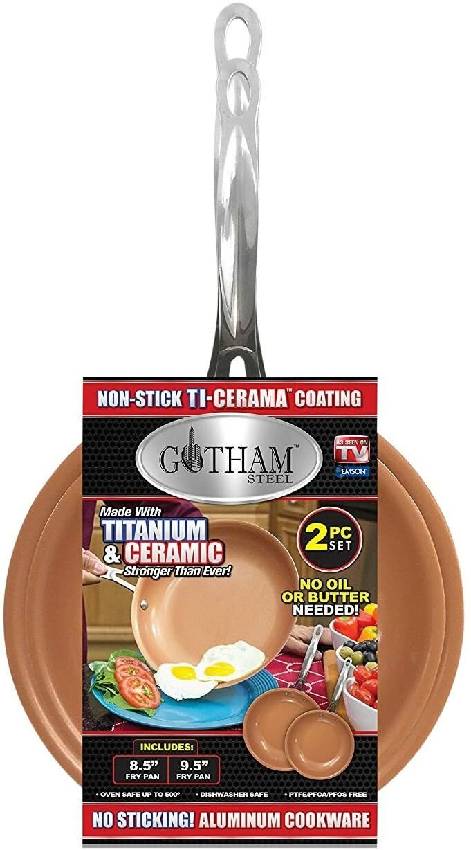 Gotham Steel 2 Pack Nonstick Frying Pans Round (9.5/8.5) As Seen on