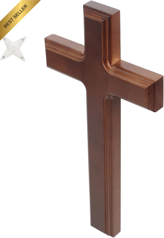 Solid Wooden Cross Pendant 12.60X6.30X0.91In Hanging Christian Wall Decor with H