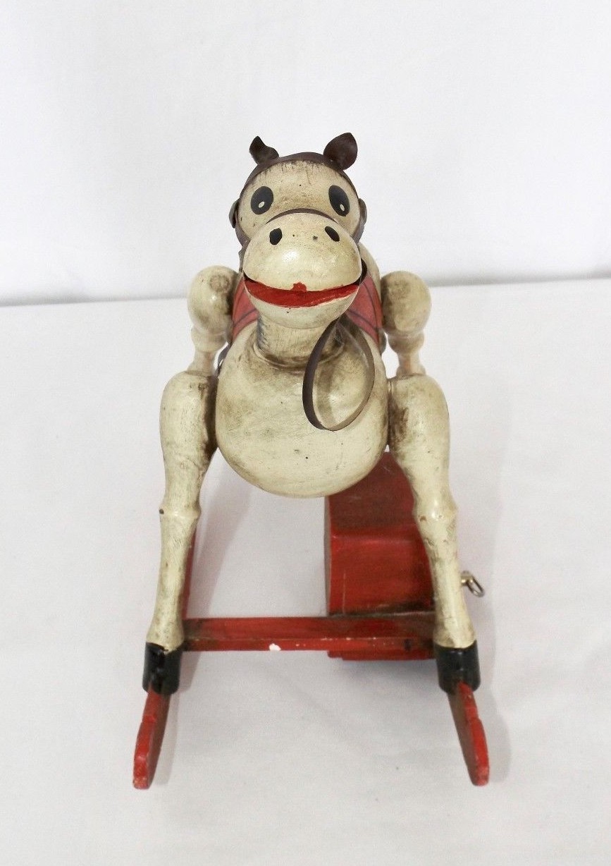 Enesco Vintage  Wooden Musical Toy Rocking Horse, Plays 