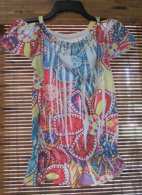   girls blouse large 14-16 shirt multicolor flowers top Pony Tails used