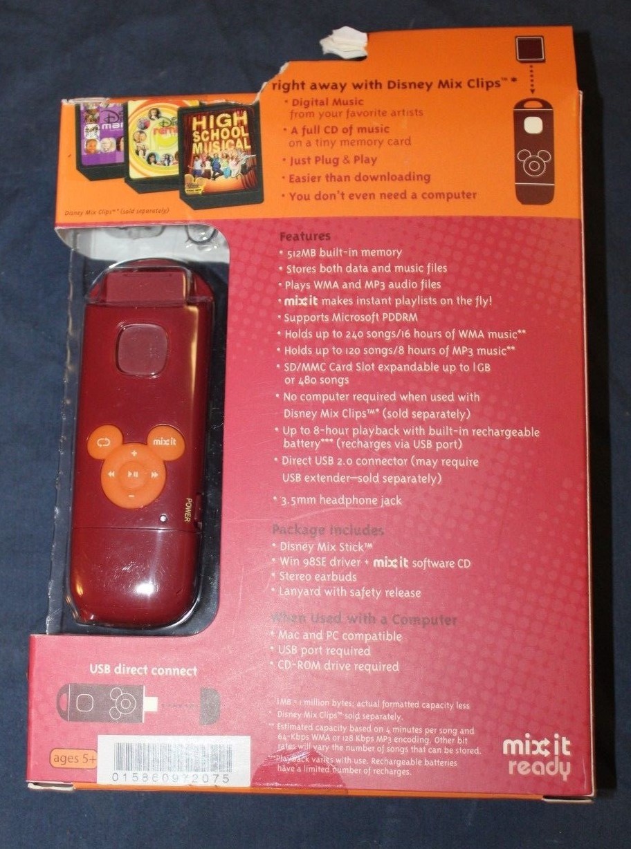 Disney HIGH SCHOOL MUSICAL  MP3 WMS MixStick Mix Stick 512MB Expandable